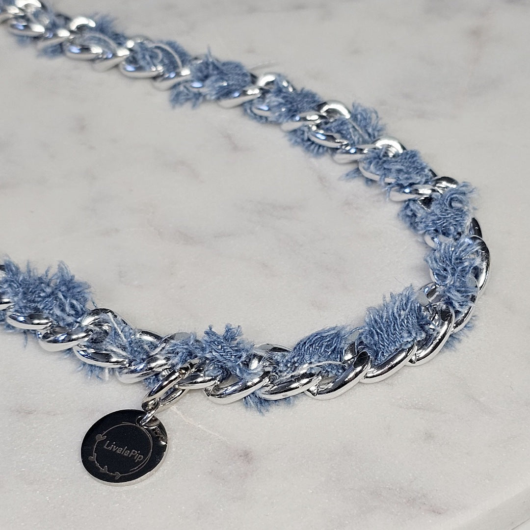 LivalaPip™ - ID Collar - Ruffle Denim