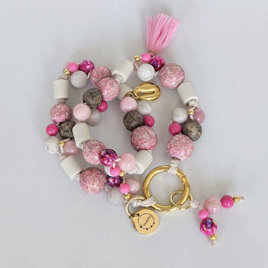 LivalaPip™ - Anti-tekenketting - Natuursteen - Soft Bubblegum