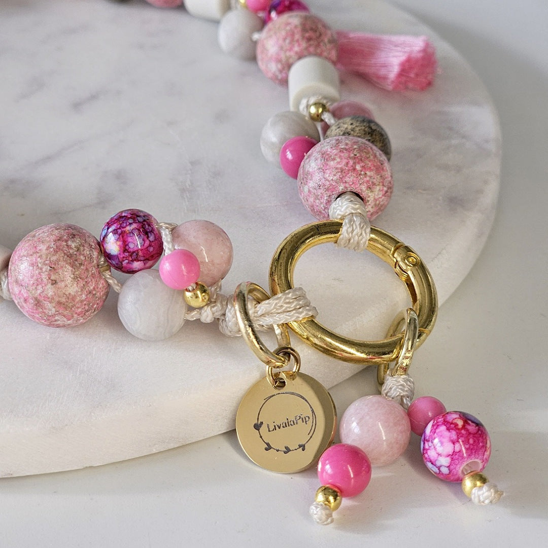 LivalaPip™ - Anti-tekenketting - Natuursteen - Soft Bubblegum