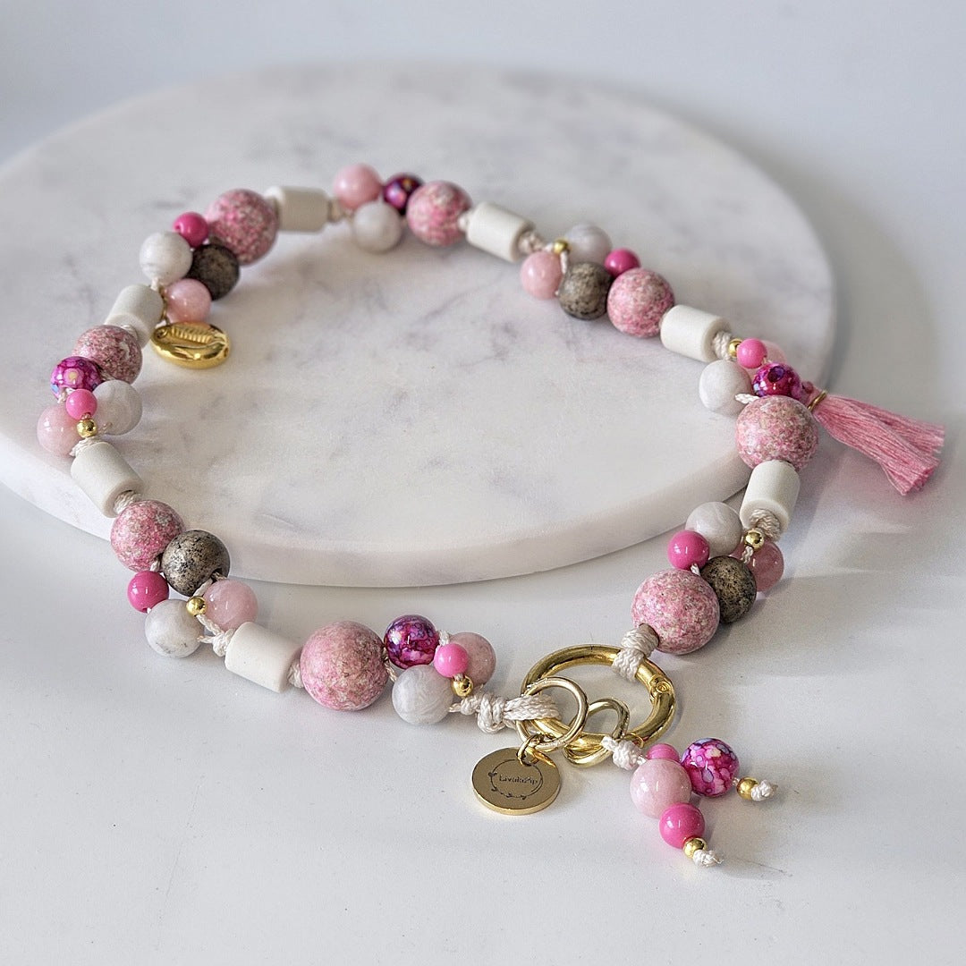 LivalaPip™ - Anti-tekenketting - Natuursteen - Soft Bubblegum