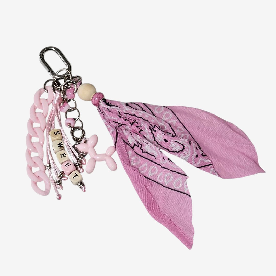Liva.Jewelz ™ - Bandana Tas/Sleutel Hanger - Ibiza Pastel Pink