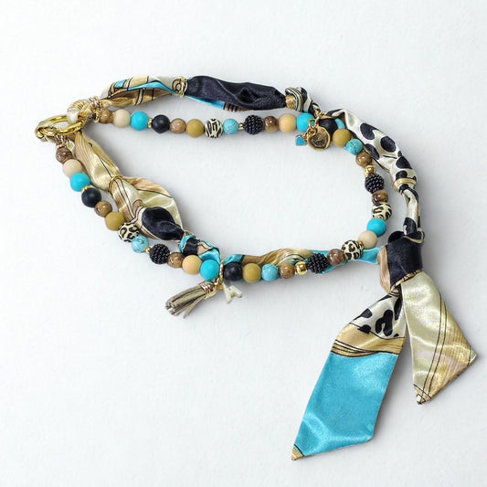 LivalaPip™ - Bandana Ketting - Golden Turquoise