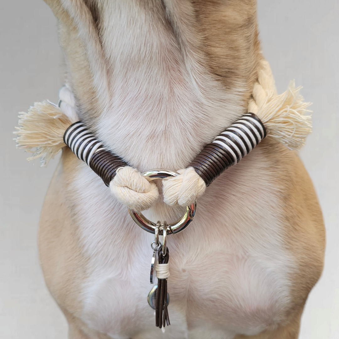 LivalaPip™ - Rope Necklace - Natural brown/white