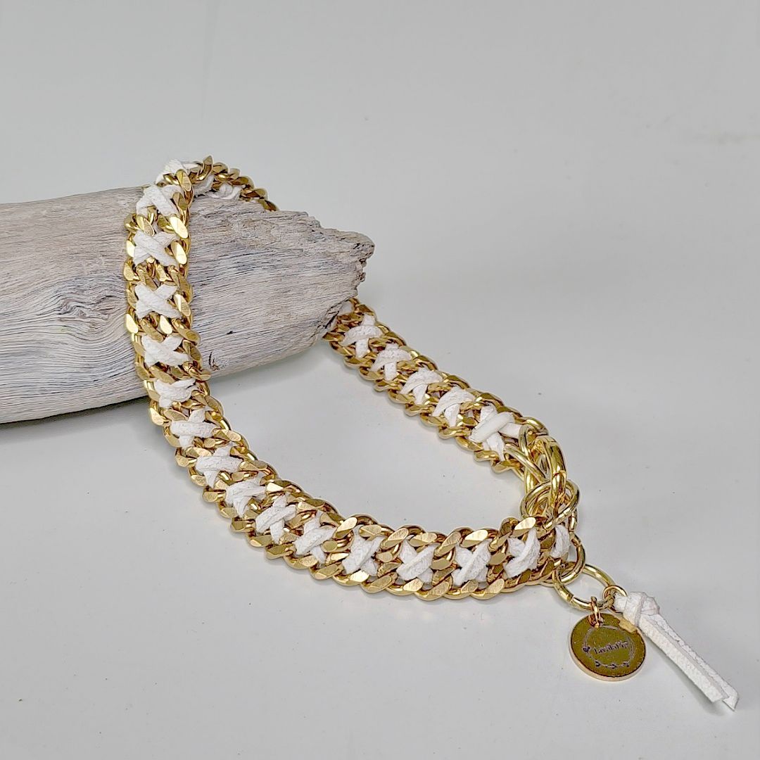 LivalaPip™ - ID Collar - Schakel - Steel Gold White