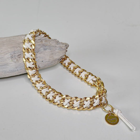 LivalaPip™ - ID Collar - Schakel - Steel Gold White