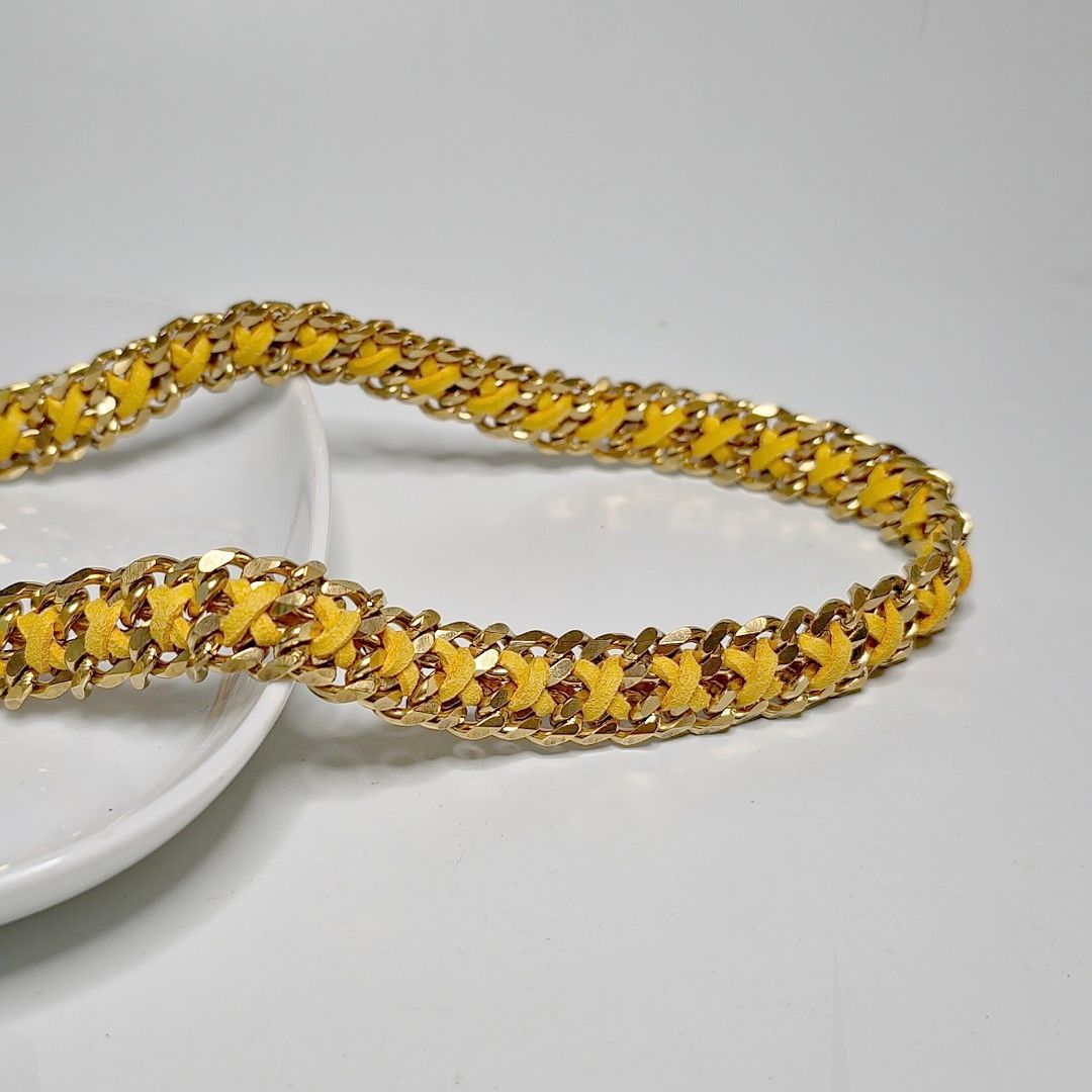 LivalaPip™ - ID Collar - Schakel - Steel Gold Dark Yellow