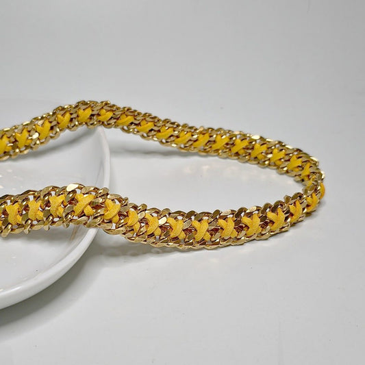 LivalaPip™ - ID Collar - Schakel - Steel Gold Dark Yellow