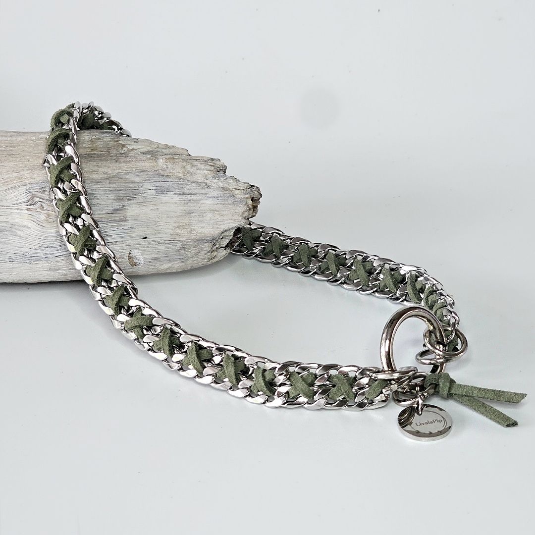 LivalaPip™ - ID Collar - Schakel - Steel Moss Green