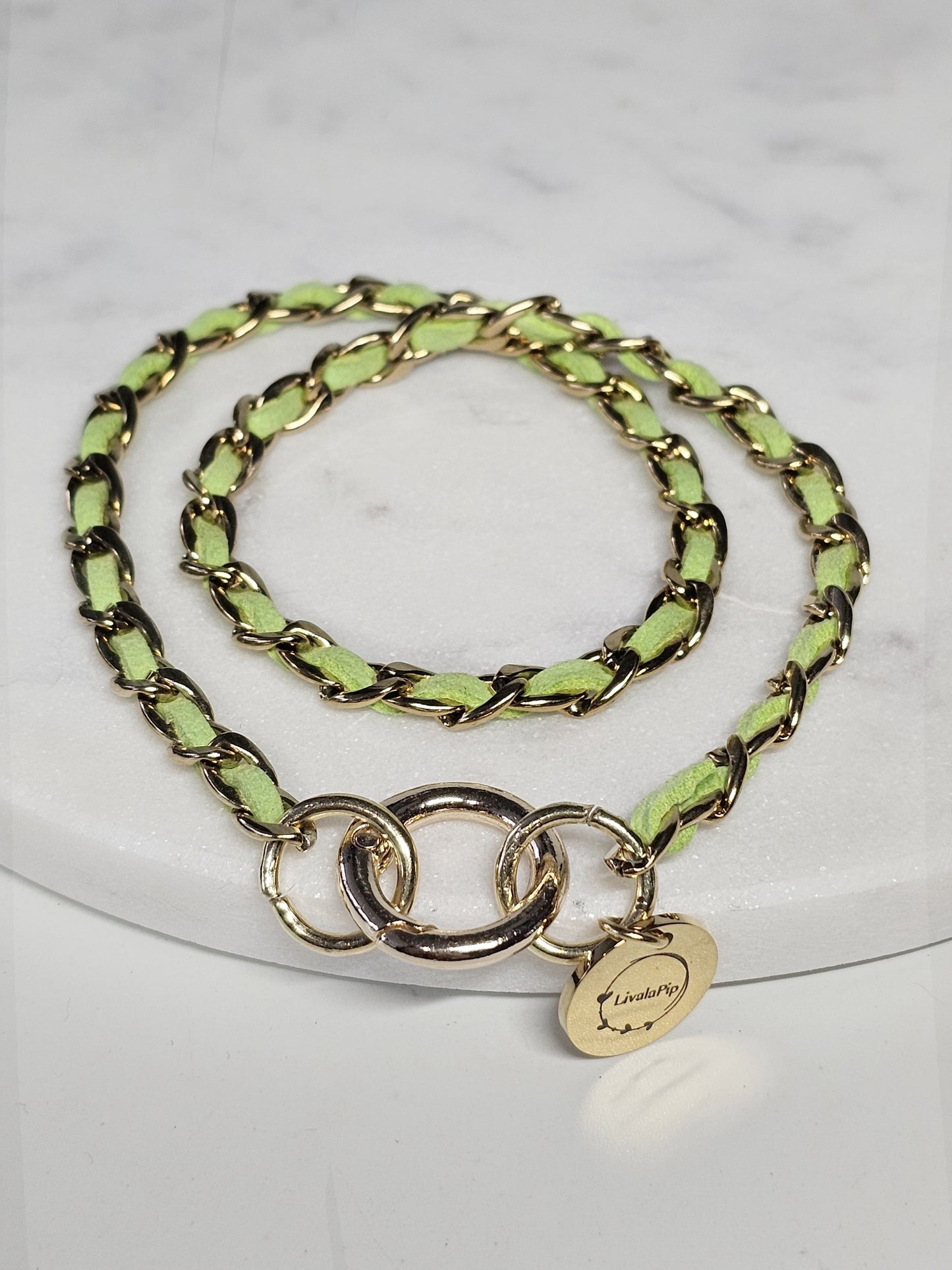 LivalaPip™ - ID Collar - Schakel Smal - Steel Lime