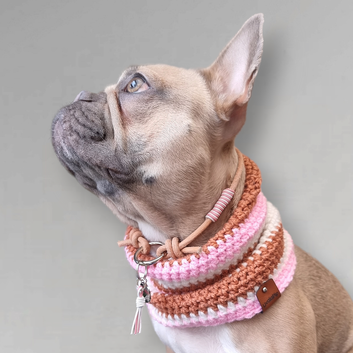 LivalaPip™ - Necklace Leather - Pastel pink/White