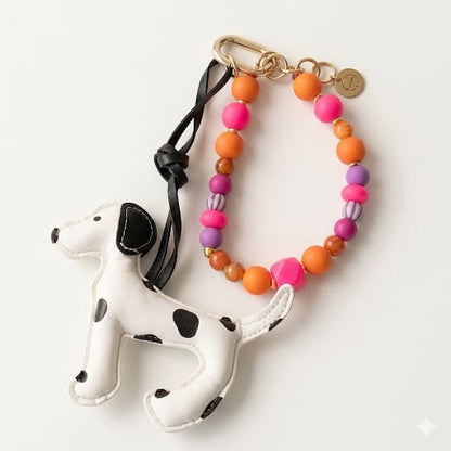 Liva.Jewelz ™ - Tas/Sleutel Hanger - Dalmatian Neon Bloom