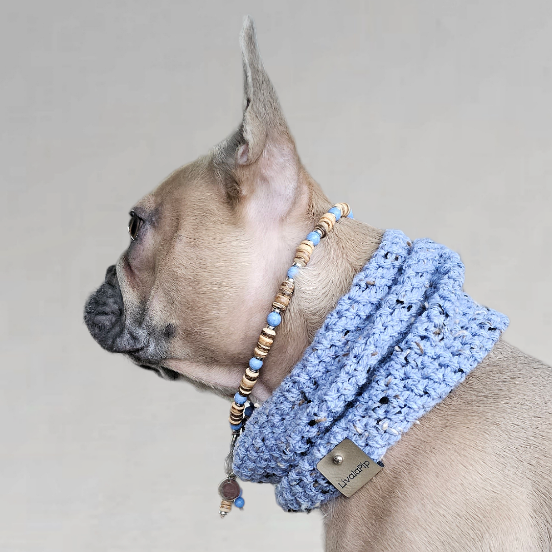 LivalaPip™ - Turtleneck scarf Tweed - Ice Blue