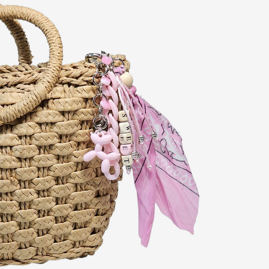 Liva.Jewelz ™ - Bandana Tas/Sleutel Hanger -  Ibiza Pastel Pink