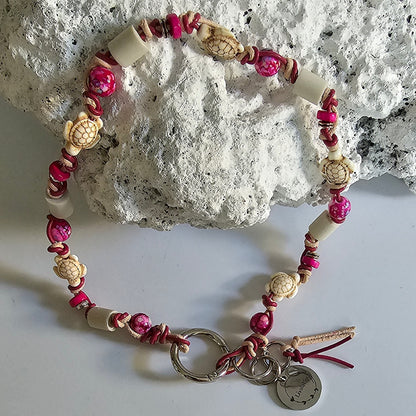 LivalaPip™ - Anti-tekenketting - Turtle Fuchsia/Beige