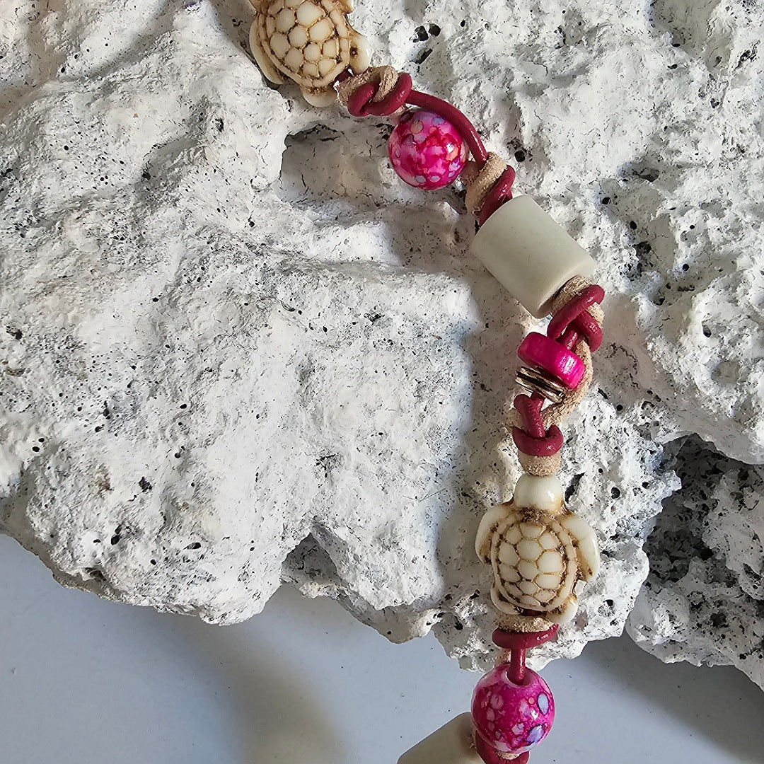 LivalaPip™ - Anti-tekenketting - Turtle Fuchsia/Beige