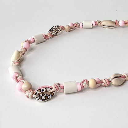 LivalaPip™ - Anti-tekenketting - leer - Schelpen Leopard Pink Sand