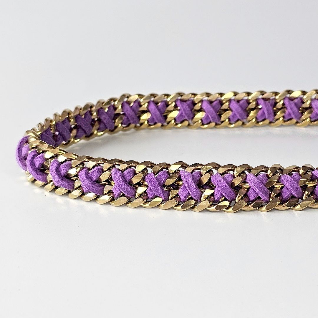 LivalaPip™ - Ketting - Schakel - Steel Gold Purple