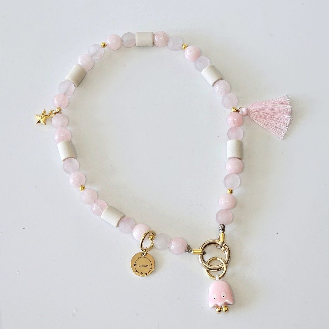 LivalaPip™ - Anti-tekenketting - Natuursteen - Rose Quartz Harmony