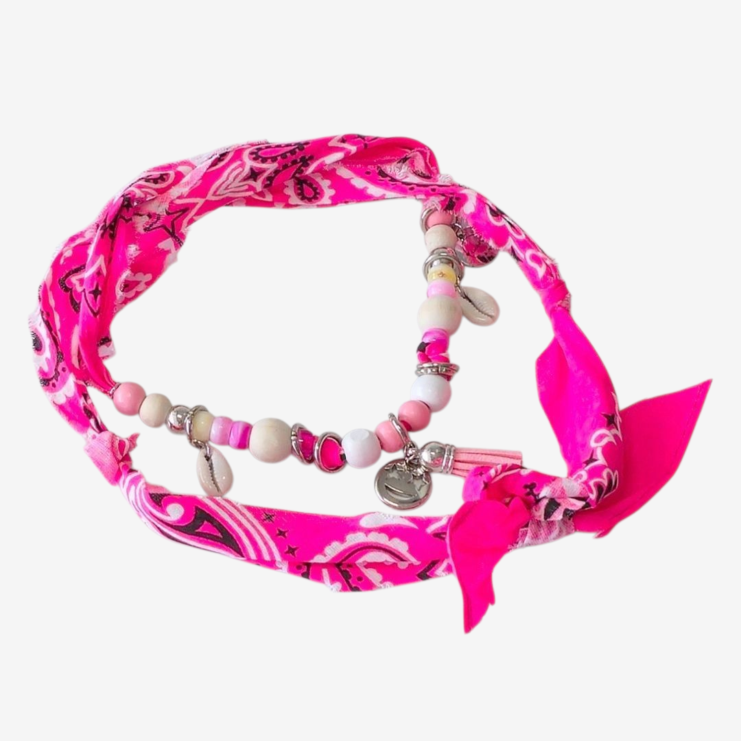 LivalaPip™ - Bandana Ketting - Ibiza Neon Pink