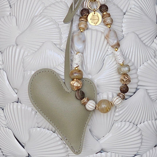 Liva.Jewelz ™ - Tas/Sleutel Hanger - Taupe Heart