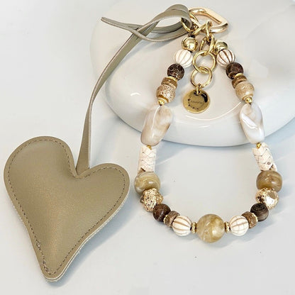 Liva.Jewelz ™ - Tas/Sleutel Hanger - Taupe Heart