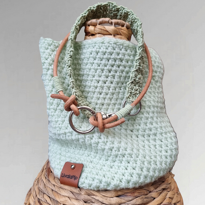 LivalaPip™ - Leather Necklace - Pastel Green/White